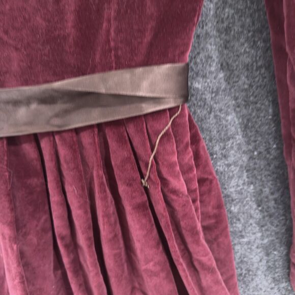 Vintage Ralph Lauren Dress Women's 4 Maroon Red Velvet Maxi Victorian Pockets - Picture 10 of 10